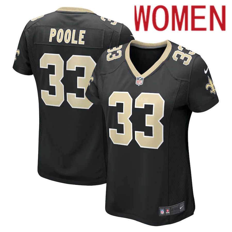 Women New Orleans Saints #33 Brian Poole Nike Black Game NFL Jersey->women nfl jersey->Women Jersey